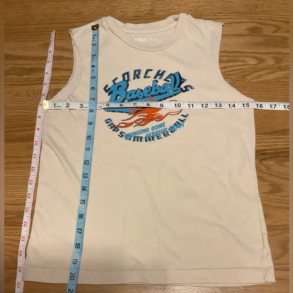 Boy’s Gap Athletic Dept Baseball Graphic Beige Sleeveless Cotton Tee Tank Cotton